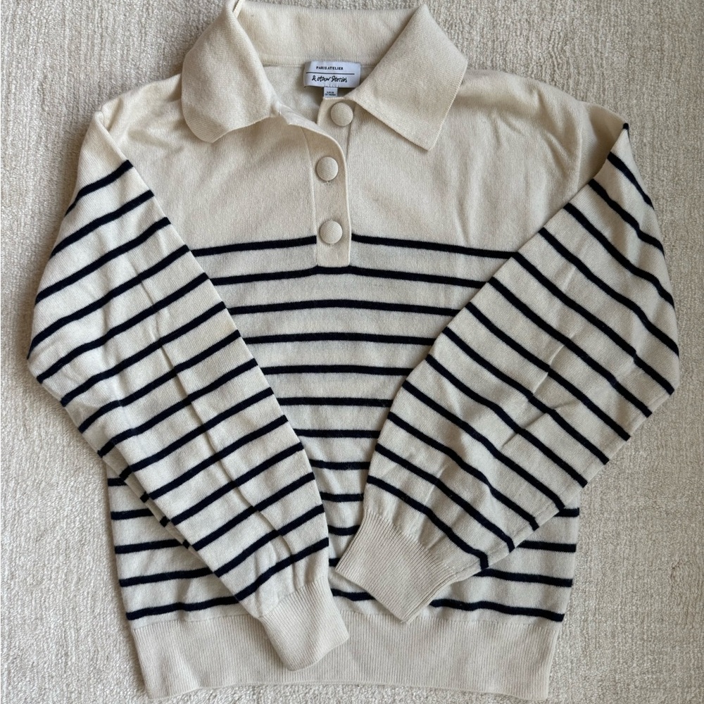 & Other Stories Cream and Black Striped Sweater